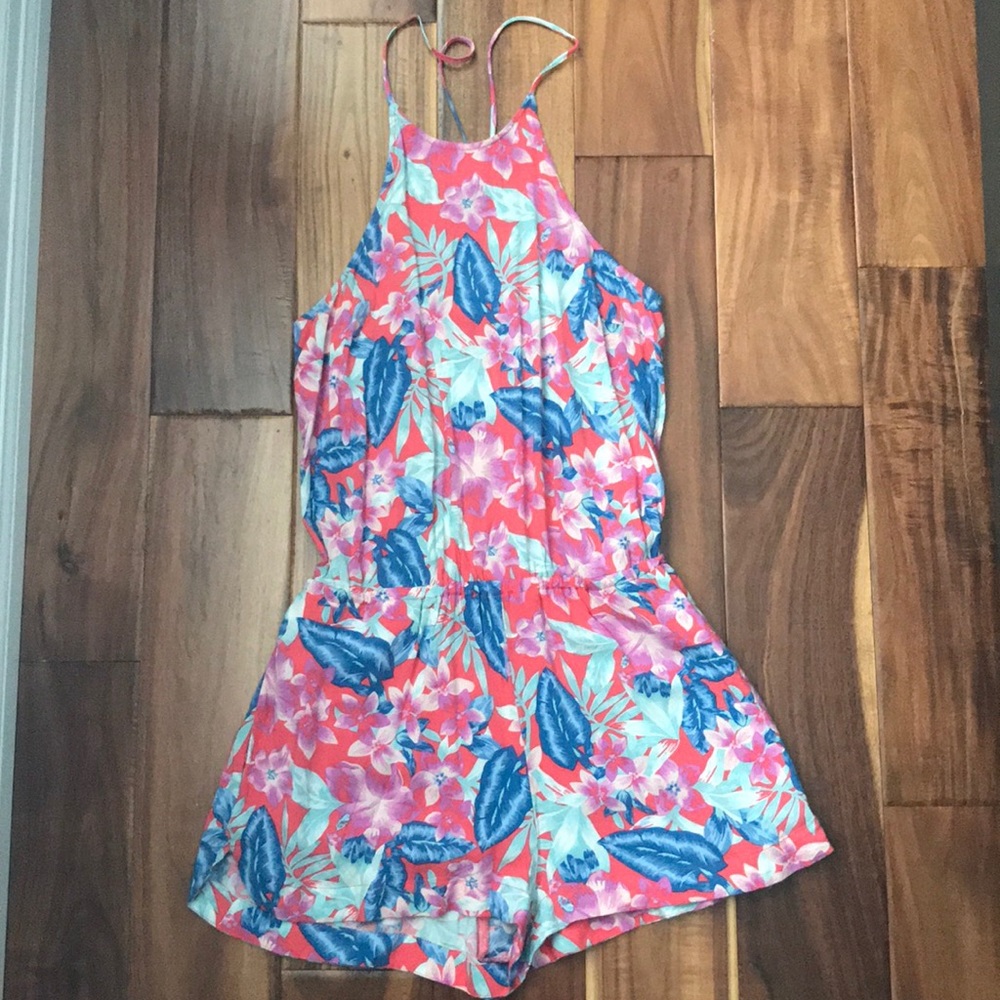 Tropical halter romper